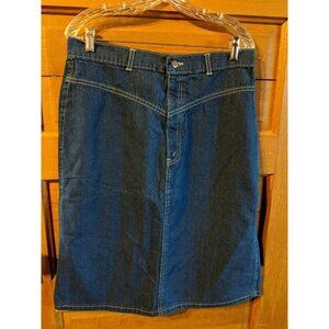 Vintage Chic Brand Blue Jean Denim Skirt size 34 Waist Womens Juniors